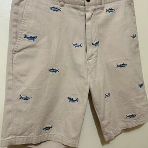 Castaway Nantucket Tan Shorts Sz 30 Fish Embroidery